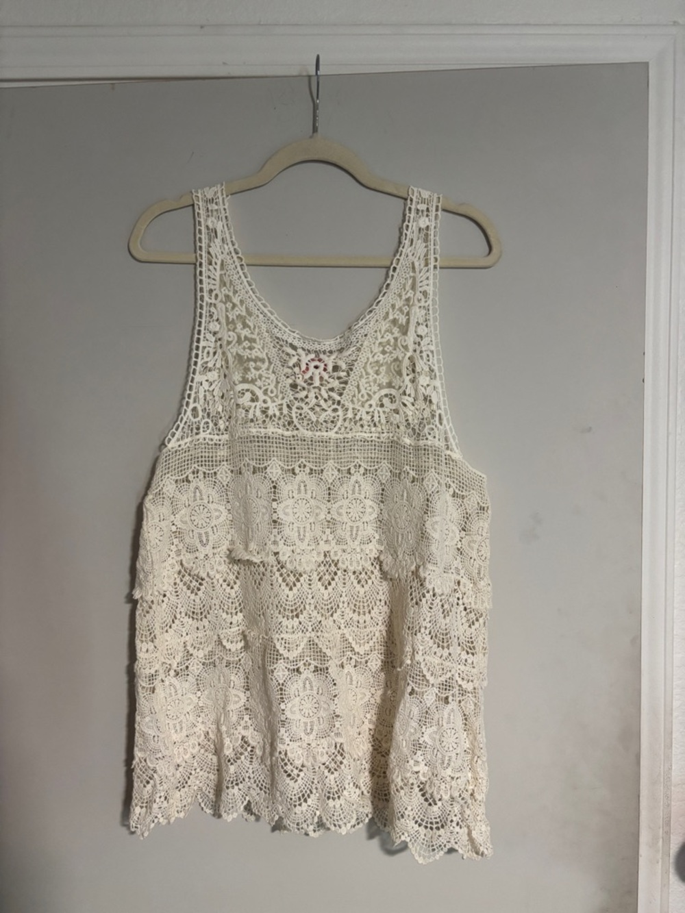 Free People Cream Crochet Lace Tank Top